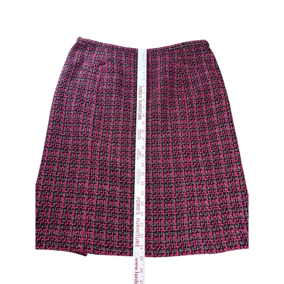Pendleton Tweed Skirt Pink Black Wool Blend Lined Slit Faux Pockets 16P Classic - Picture 10 of 10